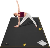 CAMBIVO Yoga Mat  6'x 4'x 8mm  Non Slip  Black