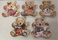 5 Porcelain Franklin Mint Teddy Bear Plates