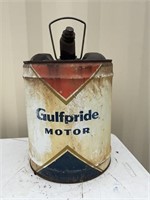 5 GALLON GULFPRIDE MOTOR OIL CAN