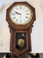 Antique Ansonia Regulator Wall Clock RUNS