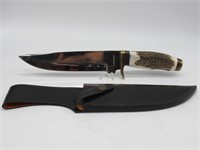 TROPHY-STAG FIXED BLADE KNIFE W/ SHEATH 13 IN