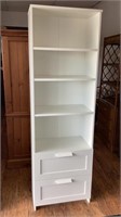 6’2” white adjustable cabinet with 2 drawers, 24