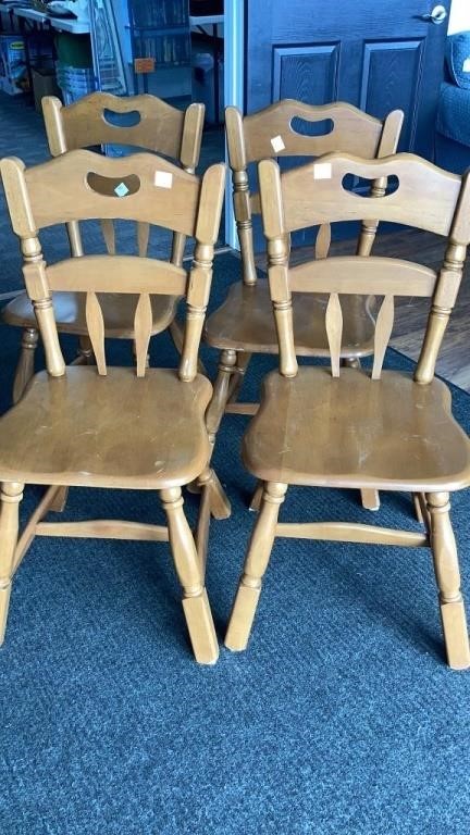 4 pine dining table chairs, Ideal Furniture Co,