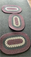 3 small throw rugs, woven ovals