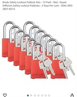 Brady Safety Lockout Padlock Sets - 12 Pack - Red