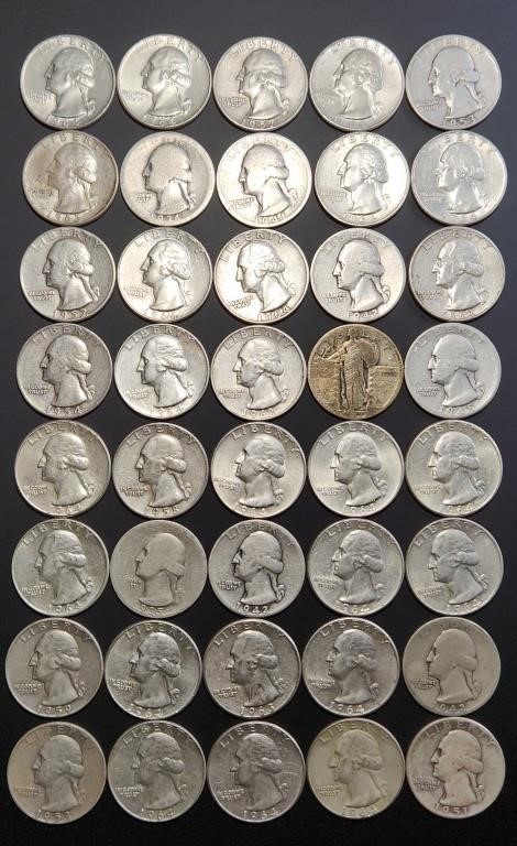 Roll of 40 Silver Quarters - 90% Premium Silver