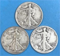 1942-43-44 Half Dollars USA