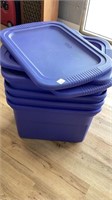 4 blue totes with lids