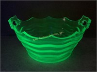 Uranium Glass Bowl, Ocean Wave Ripple