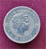 2000 Australian 50 Cent Coin 1/2 OZ .999 Silver