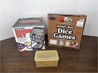 Dice Game & Bingo Set w/ Metal Wheel & Chips
