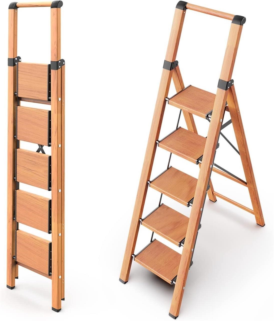 5 Step Ladder  Foldable  Aluminum  330lbs