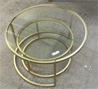 Pair of Glass-Top Nesting Coffee Tables