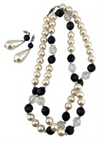 Faux Pearl Necklace & Earrings