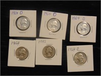 (6) 1942-1964 90% Silver Quarters