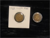 (2) 1864 Copper/Nickel Indian Head Cent Coins