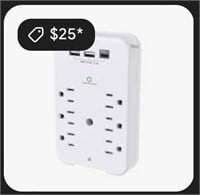Smartpoint 6-Outlet Power Strip with USB Ports