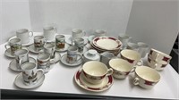 Assorted tea cups with saucers