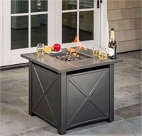 Naples Steel Gas Fire Pit with Tile Top and Light