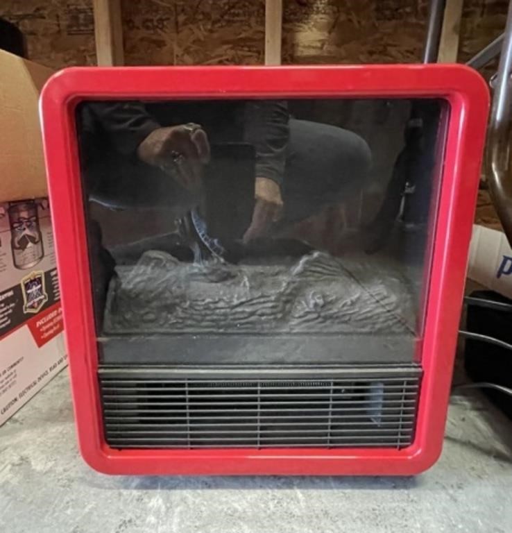 Red Electric Log Heater