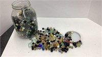 Marbles in gallon Glass Jar