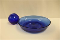 Cobalt Dish and Vase