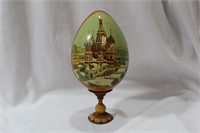 A Russian Lacquer Egg on Stand