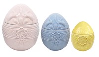 Berkley Jensen Egg-Shaped Ceramic Containers 3pk
