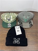 3 Hats- 2 Baseball and 1 Michigan Winter Hat