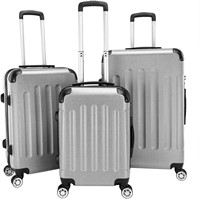 3pc Hard Shell Travel Luggage  Gray  TSA Lock