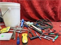 5 gallon bucket w/assorted tools lot.