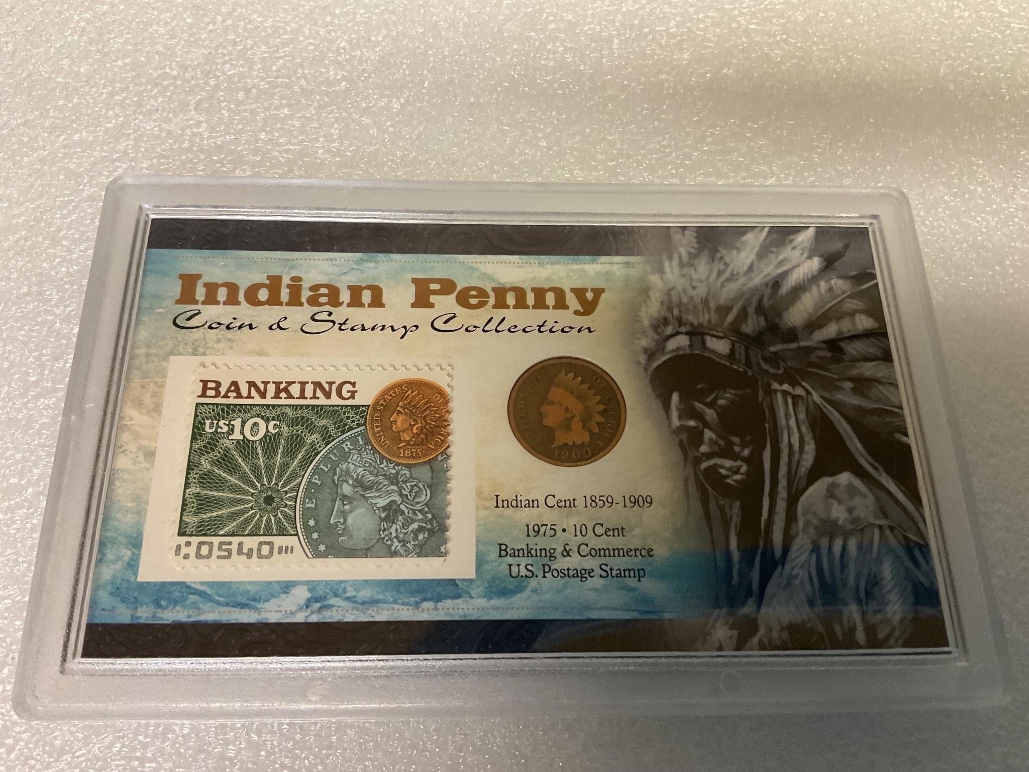 Indian penny & stamp