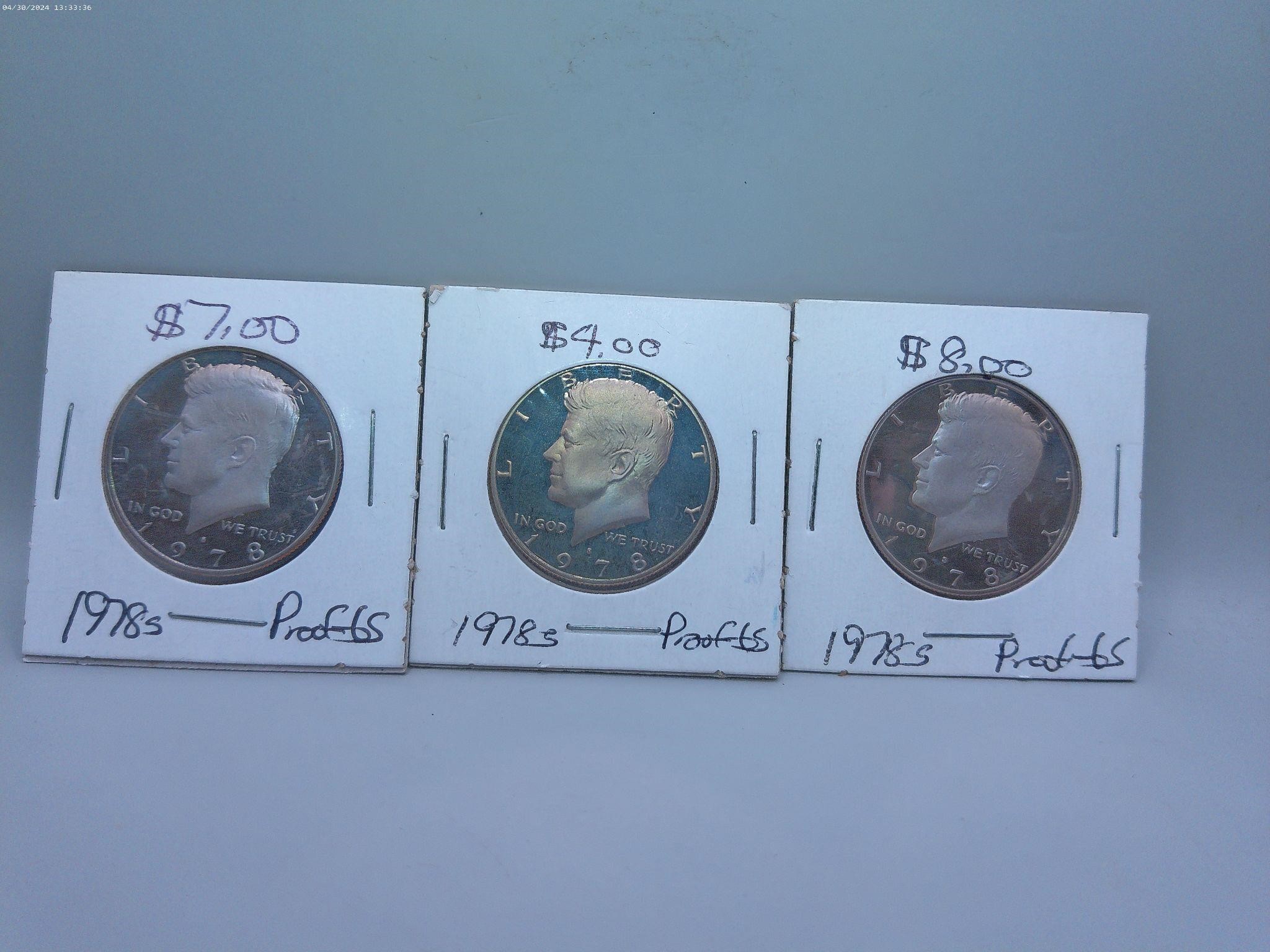 Lot of 3 1978 S Kennedy Half Dollars
