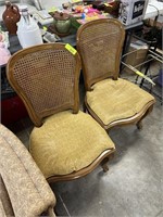 2PC VTG CANE BACK DINING CHAIRS