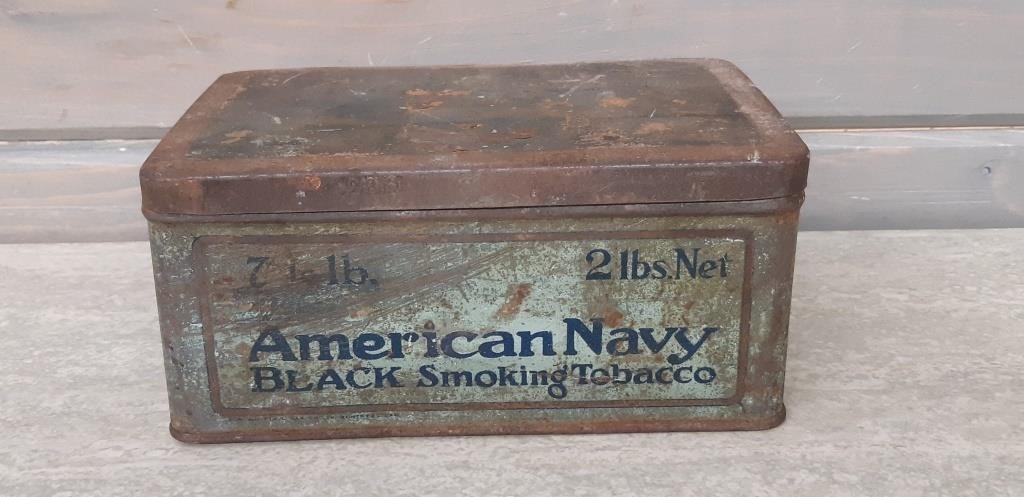 Antique Amercian Navy Black Smoking tobacco tin