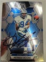 Lions Herman Moore Signed Card with COA
