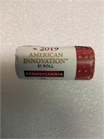 2019 Pennsylvania 25$ roll of golden dollars
