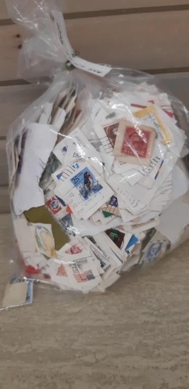 Bag of U.S. stamps on paper