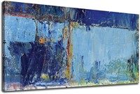 Blue Teal Rustic Art  Canvas  20x40