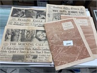 Lot old 1960’s newspapers - moon landing - space