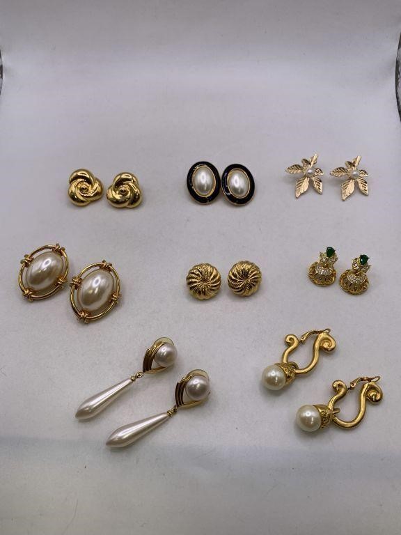 MOSTLY PIERCED EARRING LOT OF 8-ONE CLIP ON