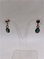 STERLING SILVER & TURQUOISE CLIP ON EARRINGS