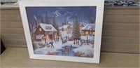 Dennis Lewan framed Winter Scene 24 x 20"
