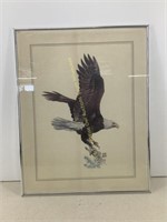 * Eagle print framed underglass  Signed