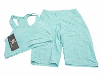 Teal Sports workout Bra and biker Shorts with