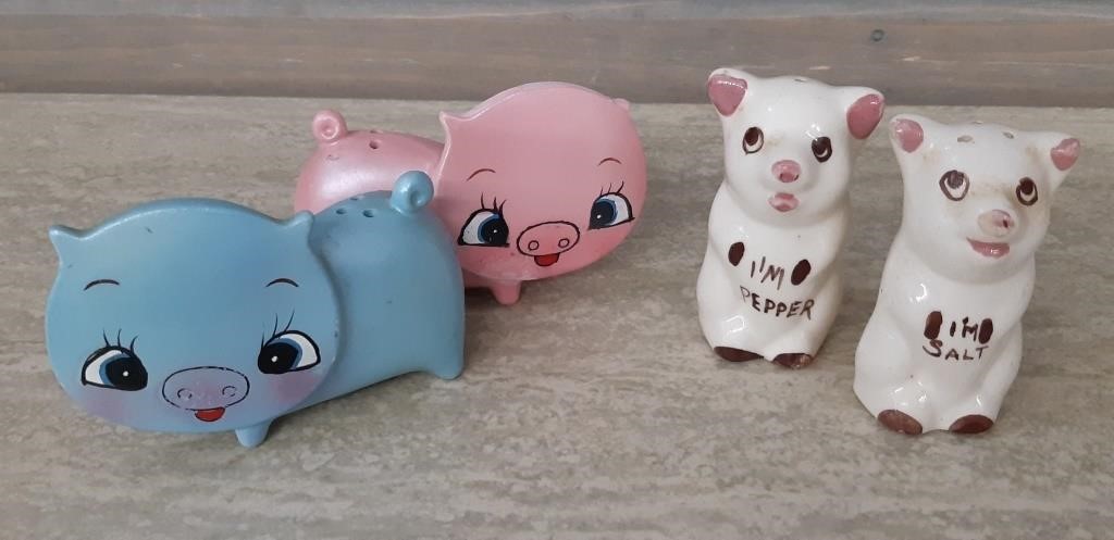 Flat Face Pigs & Other Pig Salt & Pepper shakers