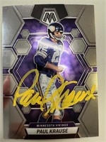 Vikings Paul Krause Signed Card with COA