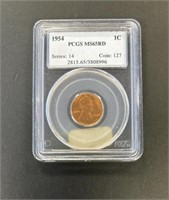 1954 LINCOLN WHEAT CENT  GRADED MS65RD