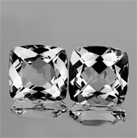 Natural Cushion White Topaz Pair 10.00 MM - {Flawl