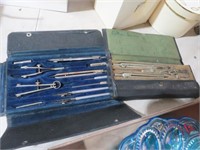 2 ANTIQUE MECHANICAL DRAWING SETS